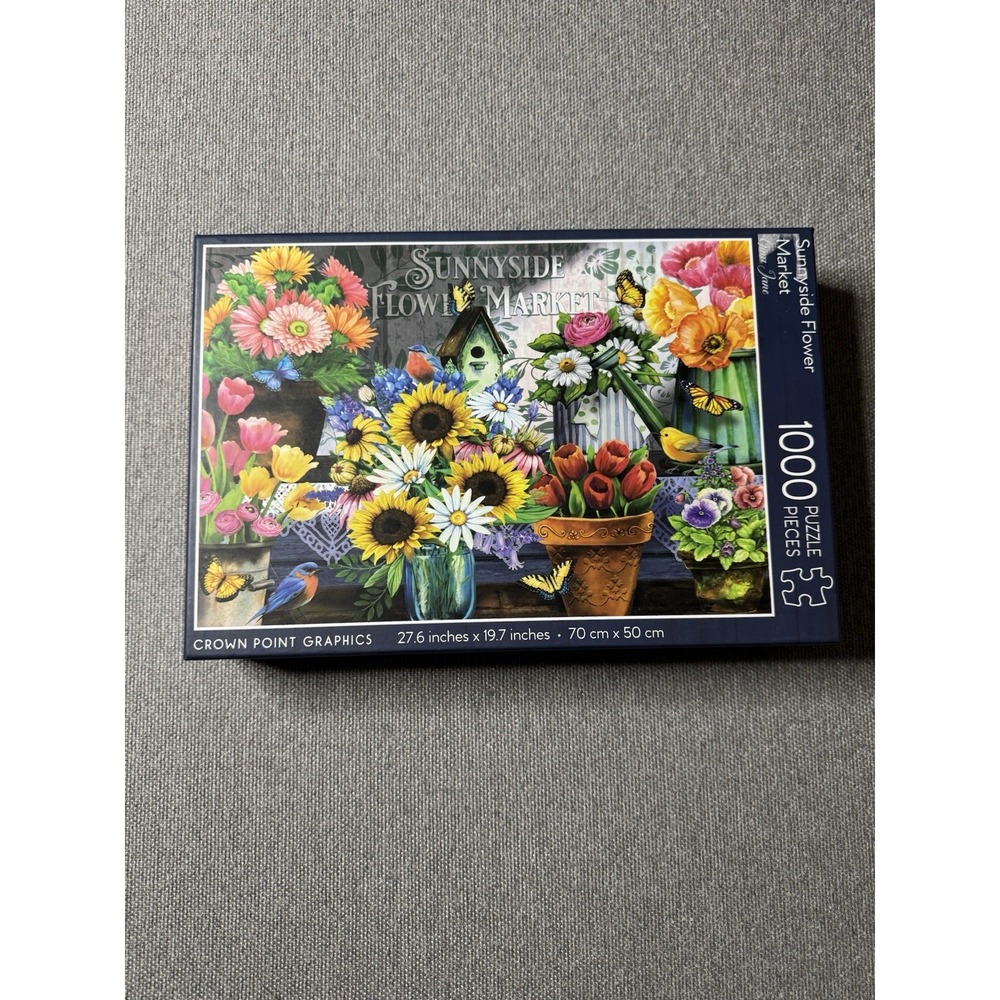 Crown Point Graphics Sunnyside Flower Market 1000 Piece Jigsaw Puzzle Flowers.